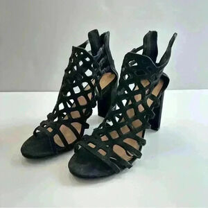 Material Girl‎ Women’s Shoes Sandals Block Heels Suede Black Size 6